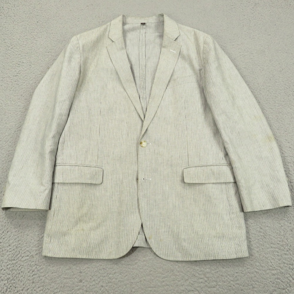 J Crew Blazer 42R Ludlow Linen Cotton Grey Blue Somelos Sport Coat Jacket Mens